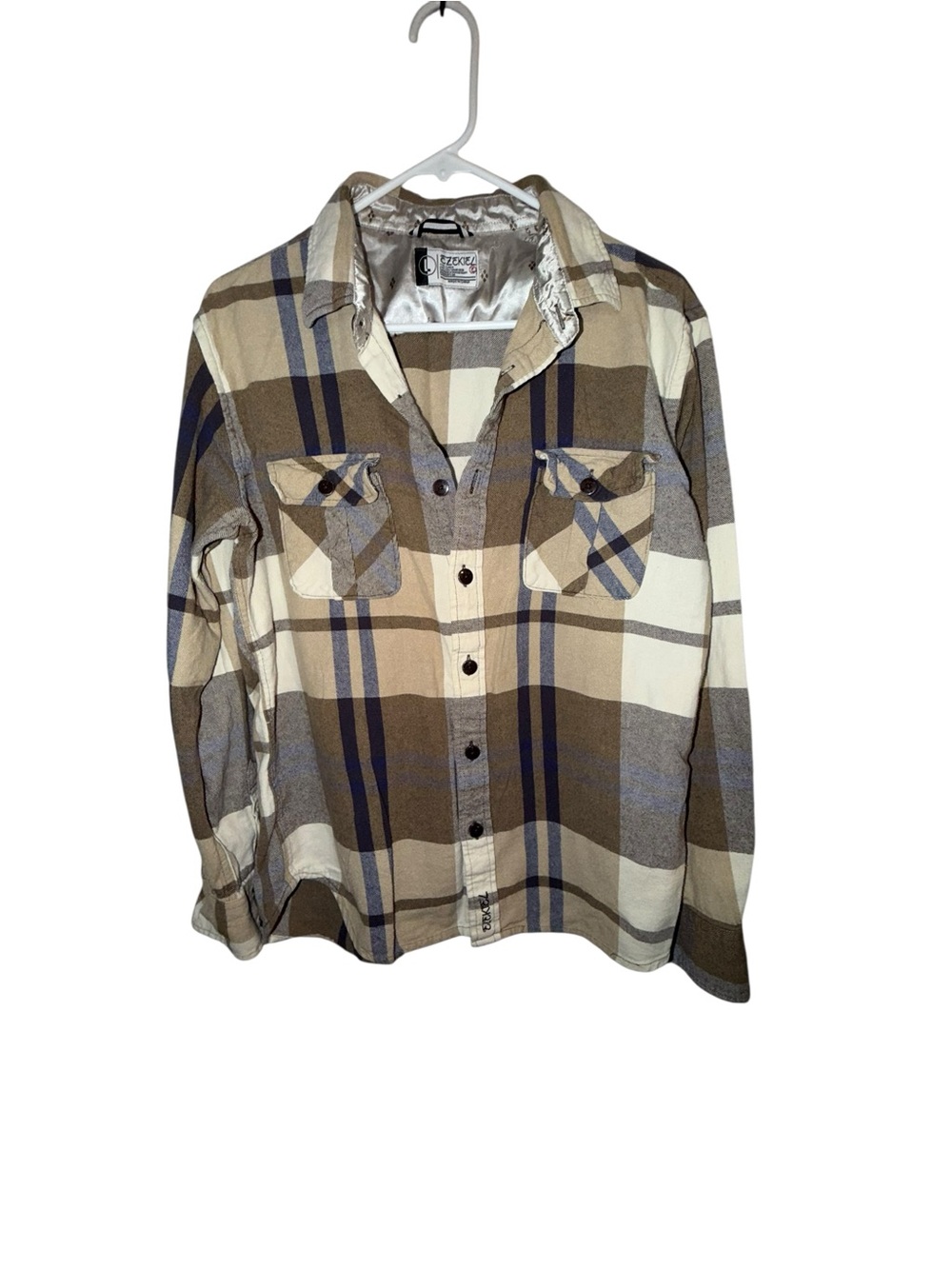 Ezekiel Beige, Brown & Navy Plaid Button-Down Shirt